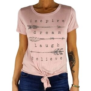 Moonchild Twist Hem Lace Back Top Size Medium Pink
